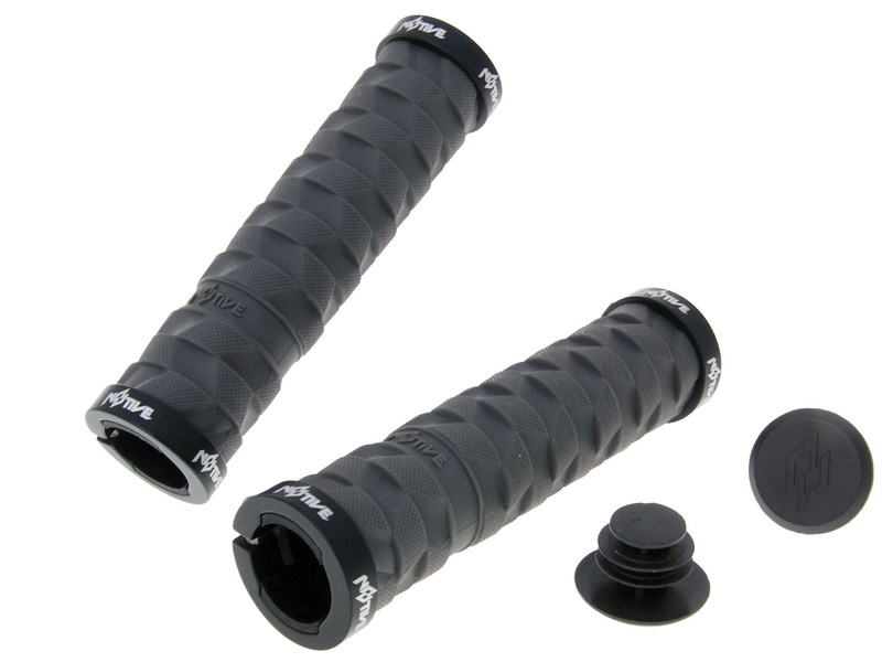 Zrcátka páčky řídítka - n8tive Dvojitá sada rukojetí Lock-On ROCK 130 mm - šedá