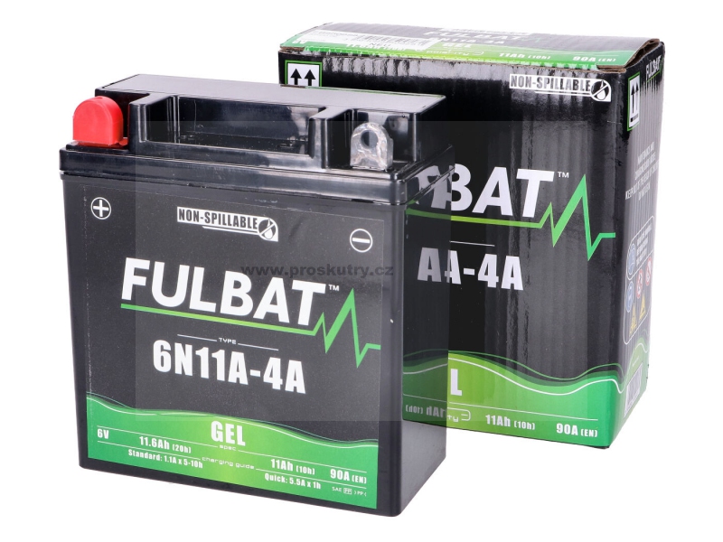 Baterie Fulbat 6N11A-4A 6V 11Ah GEL pro Simson S50, S51, SR50, SR80, MZ TS/ ES/ ETS