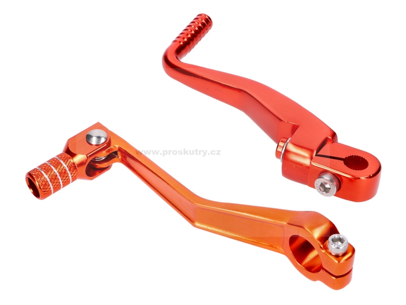 Startovací a řadící hliníková sklopná páka oranžově eloxovaná pro Simson S50, S51, S53, S70, S83