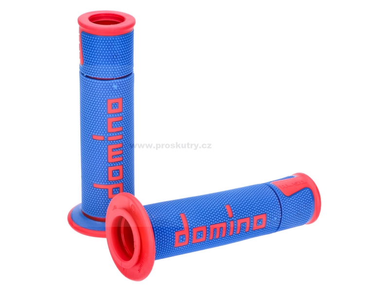 Sada gripů Domino A450 On-Road Racing modrá / červená s otevřenými konci