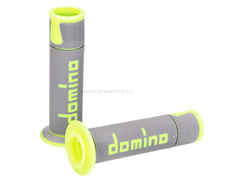 Sada rukojetí Domino A450 On-Road Racing šedá / žlutá s otevřenými konci