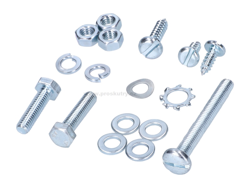 Podvozek tlumiče - Sada šroubů pro Simson S50, S51, S53, S70, S83 ( držák baterie, klakson, boční kryt)