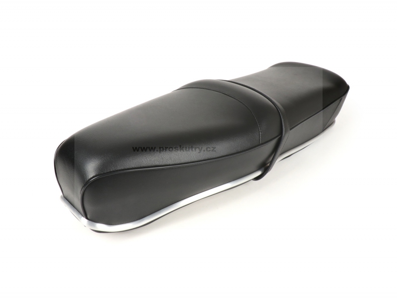 Podvozek tlumiče - Sedlo BGM PRO Pegasus s hliníkovým lemem a štítkem Lambretta LI, LI S, SX, TV, DL, GP černé