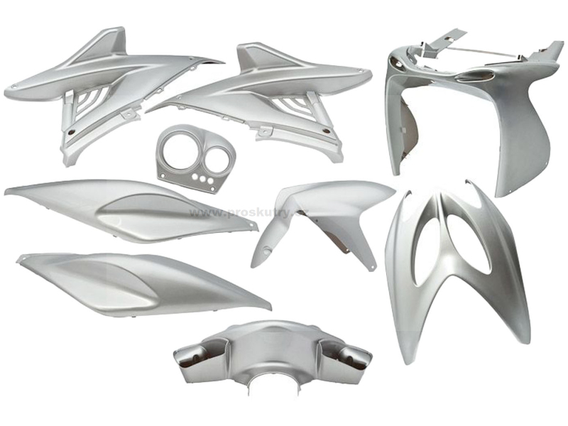 Sada plastů EDGE 9 kusů šedá metalíza pro Yamaha Aerox, MBK Nitro + doprava zdarma