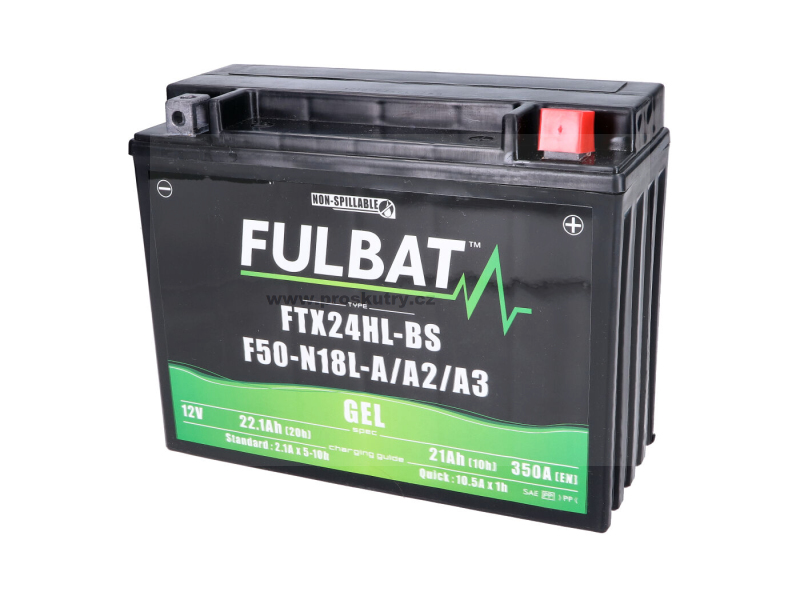 Baterie Fulbat FTX24HL-BS F50N-18L-A/A2/A3 GEL pro motocykl, zahradní traktor, sekačku s pojezdem, sekačku na trávu, zahradní nářadí, SSV, UTV