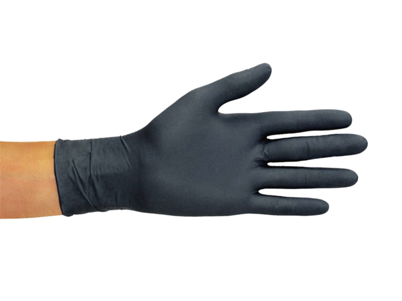 Černé jednorázové nitrilové rukavice typ 40/PF. 100 kusů v krabici, velikost XL.
