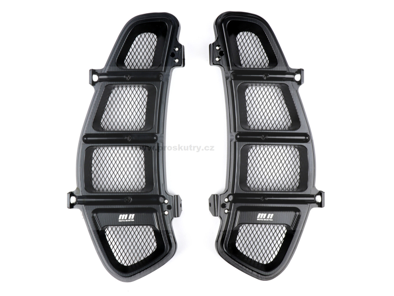Podvozek tlumiče - Mřížka průduchů, sada mřížky ventilace Moto Nostra lesklá černá pro Vespa GT 250, GT L 125, 200, GTS 125, 150
