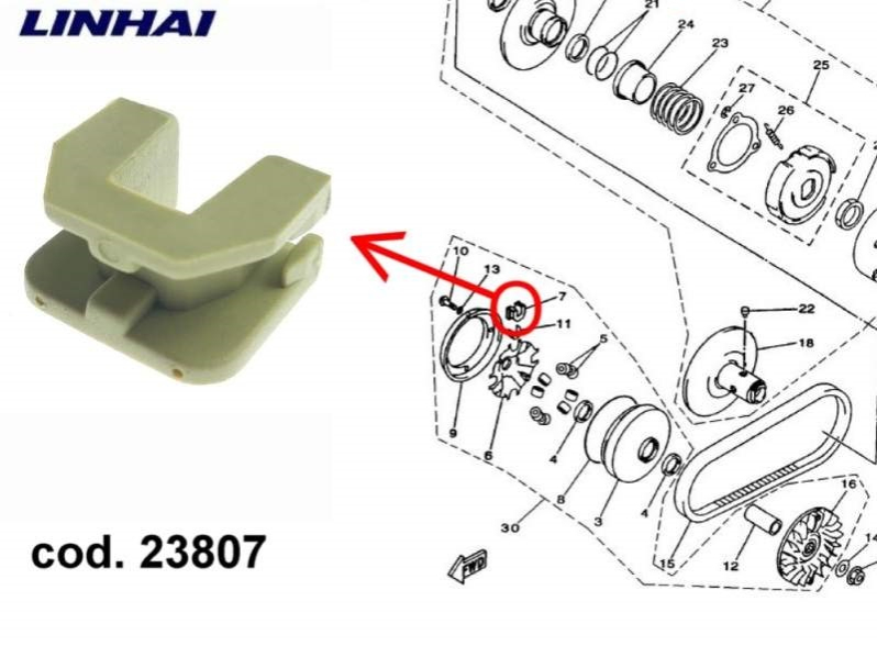 Variátor a spojka - Jezdec variátoru Linhai 260 300 23807