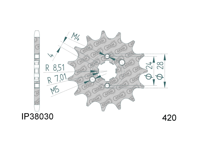 Řetězové kolečko 11 zubů 420 pro Derbi D50B0, EBE, EBS