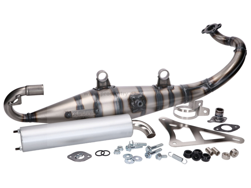 Výfuk - Výfuk Yasuni Carrera 10 hliníkový pro Peugeot, Kissbee 50ccm, Ludix, Pure, Streetzone 50ccm, Speedfight 4, ležící