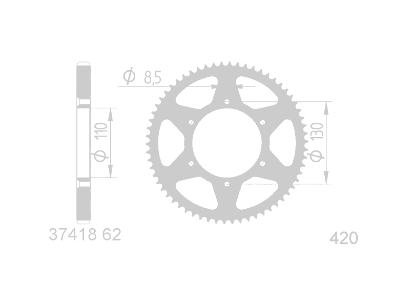 Zadní rozeta 62 zubů 420 pro Beeline, CPI SX, SM