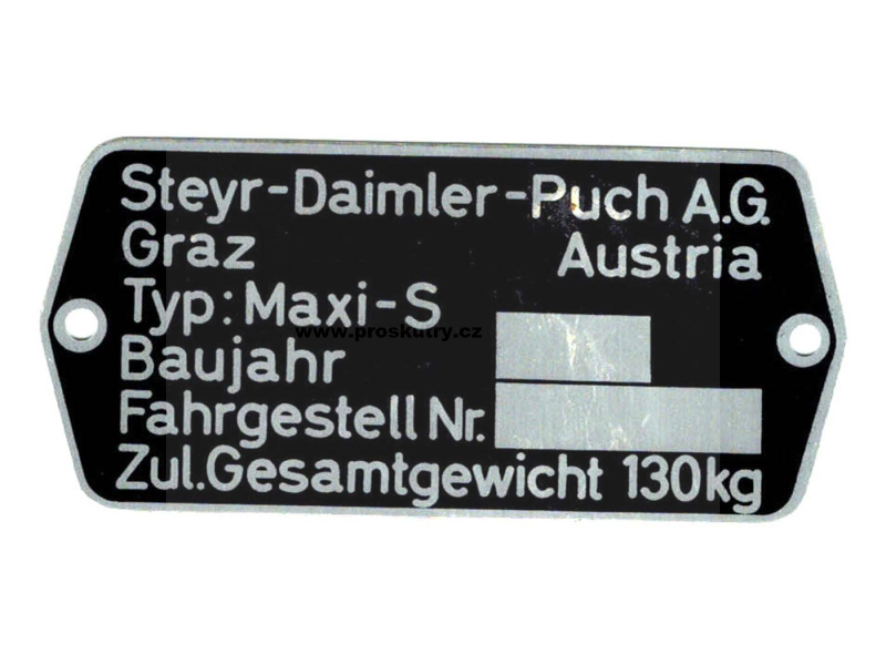 Typový štítek rámu originál Puch Maxi S