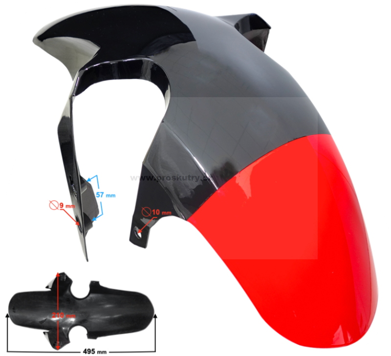 Podvozek tlumiče - Přední blatník černo červený pro Barton GT 125cc