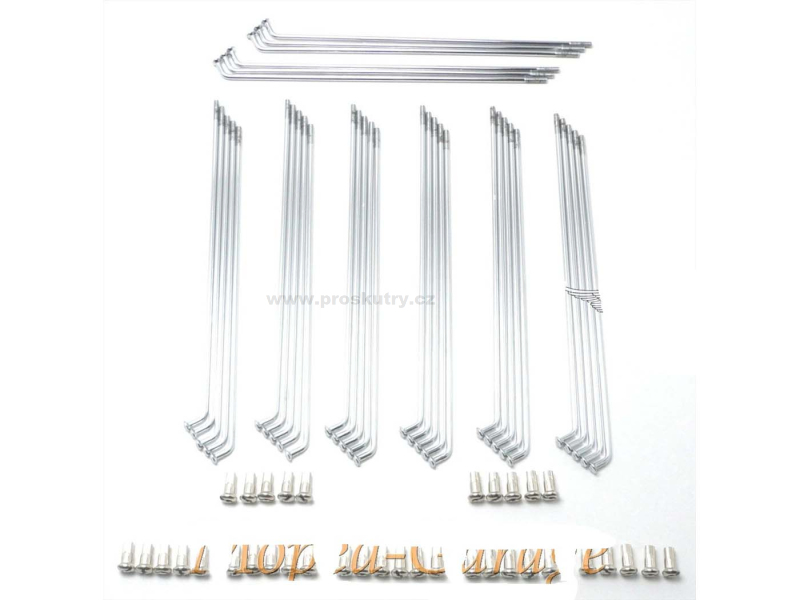 Pneumatiky a kola - Dráty do kola,paprsky chromované 2,6 x 166 mm s vsuvkami,niply (36 kusů) pro Puch, VZ