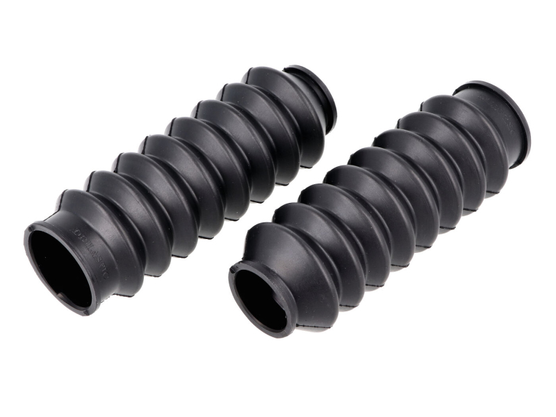 Podvozek tlumiče - Sada měchů (2 kusy) pro teleskopickou vidlici, guma Drilastic, černá, 30/23 mm, 112 mm, pro Hercules, Zündapp, KTM, DKW, Rixe, Sachs