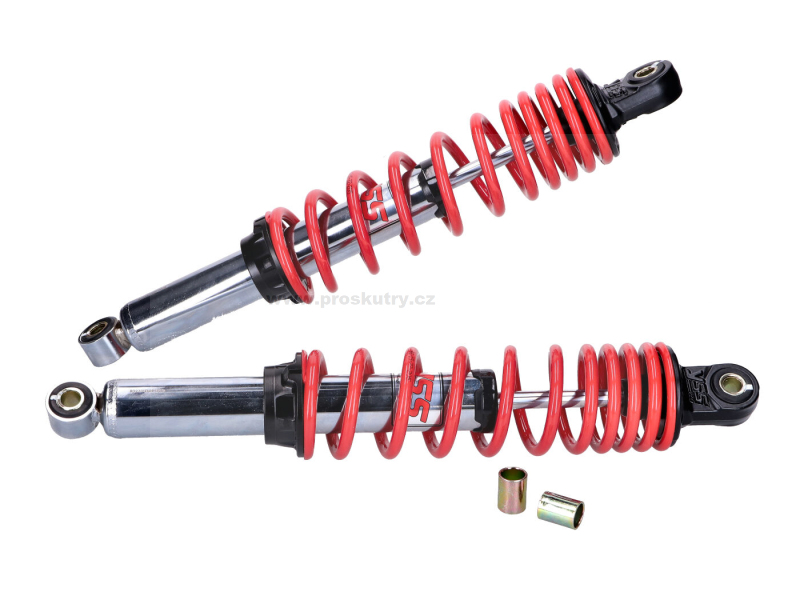 Podvozek tlumiče - Tlumiče pérování YSS Twin PRO-X 360mm chromově červené pro Simson S50, S51