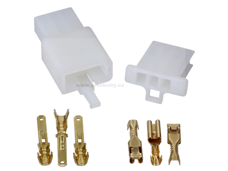 Elektro díly - Sada zástrček kabelových konektorů 3 piny 2,8 mm 8dílná