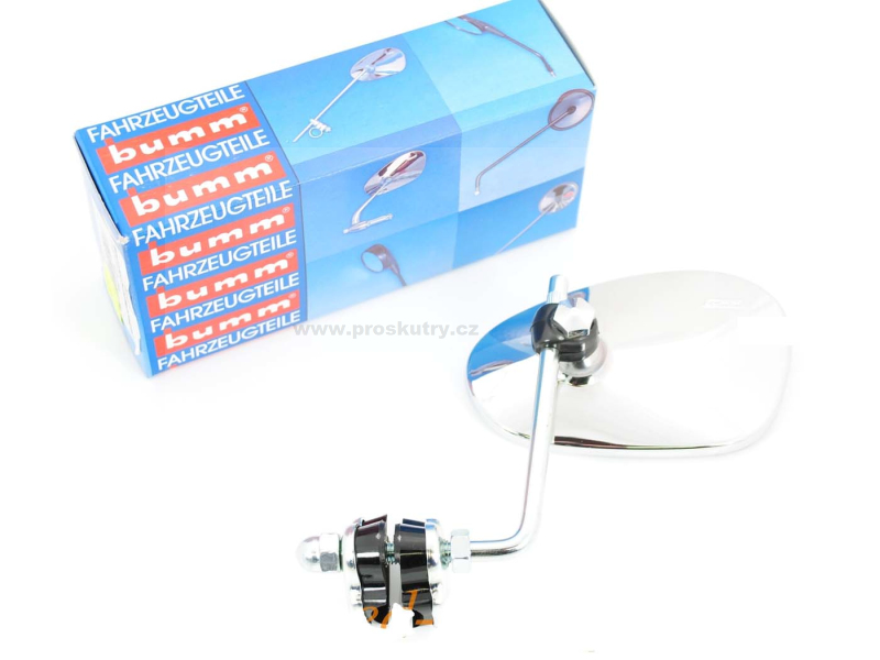 Zrcátka páčky řídítka - Zrcadlový bumm s držákem chromový ovál pro Vespa, Hercules, NSU, Zündapp, Kreidler, Piaggio