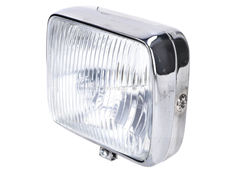 Elektro díly - Obdélníkový světlomet 18cm chromovaný pro moped, skútr, koloběžku