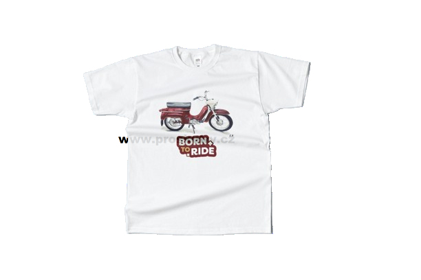 Oblečení a doplňky - Tričko s potiskem Born To Ride Pionýr, bílé, vel. 2XL