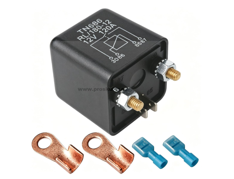 Elektro díly - Výkonové relé 12 V 120 A 4pin s konektory