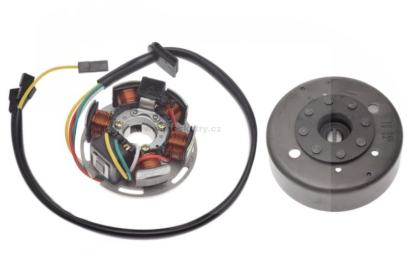 Elektro díly - Stator s rotorem 6 cívek pro AM6 Aprilia AF1 50, RX50, Tuareg