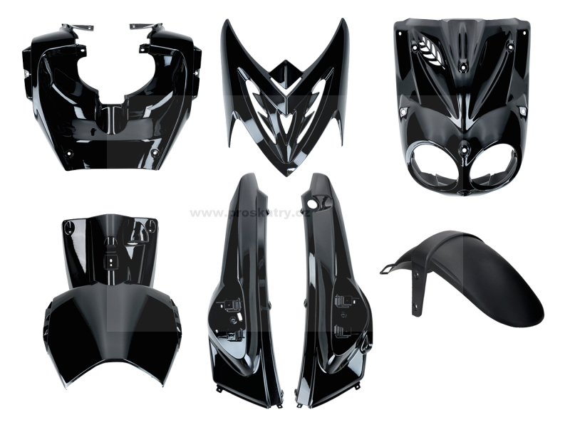 Podvozek tlumiče - Kapotážní sada 7 dílů lesklá černá pro Yamaha Slider Naked, MBK Stunt Naked 50 2005–2012