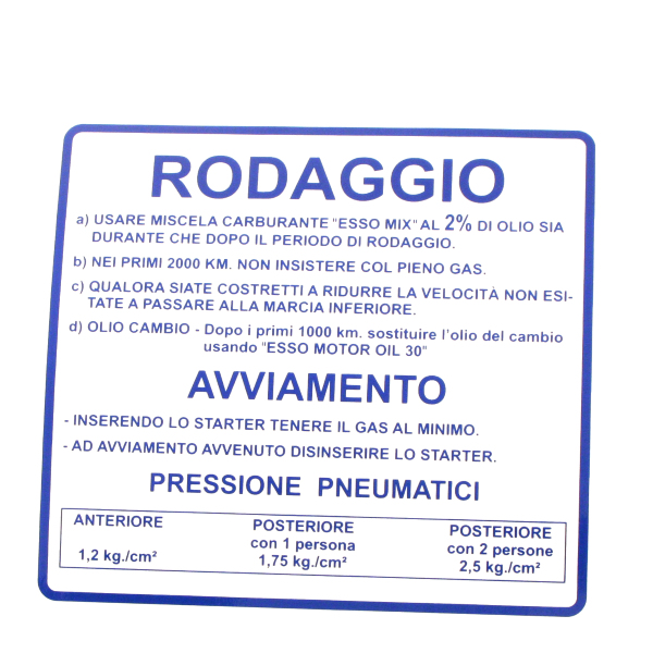 Import Rms - TARG BLU RODAGGIO V.RALLY180