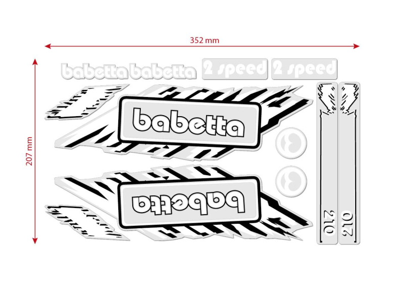 Podvozek tlumiče - Sada nálepek pro Jawa BABETTA 210 bílá