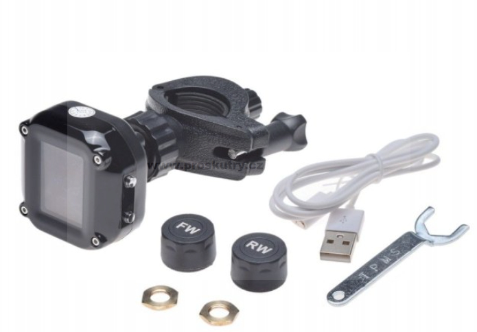 Elektro díly - Univerzální snímač tlaku pneumatik TPMS s LCD displejem pro motocykly a skútry