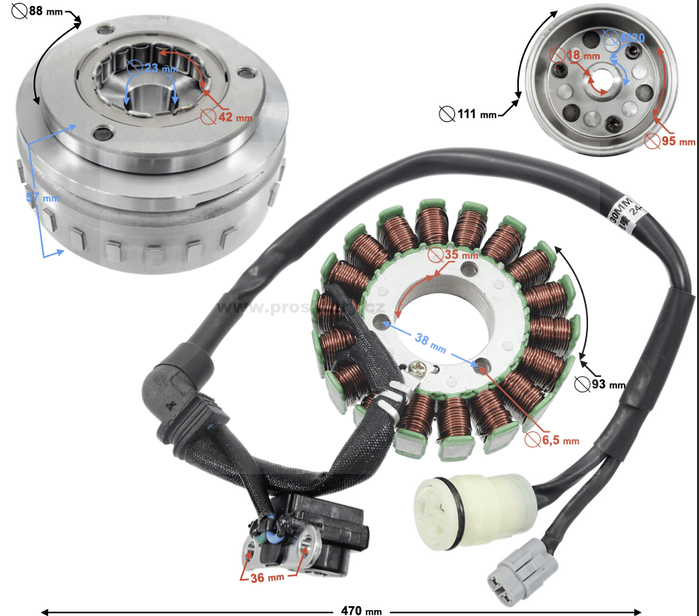 Elektro díly - Stator s rotorem pro Motocykly Voge R125 270010533-0001, 270020670-0001