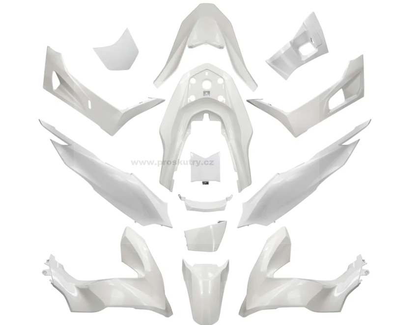 Podvozek tlumiče - Kompletní sada plastů RMS 14 dílů pro Honda PCX 125 2021–2024 – perleťově bílá Pearl Jasmine White