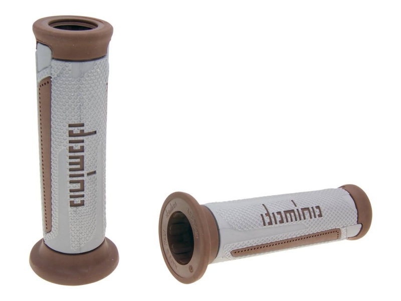 Zrcátka páčky řídítka - Sada rukojetí Domino A350 On-Road stříbrná šedá / hnědá s otevřenými konci