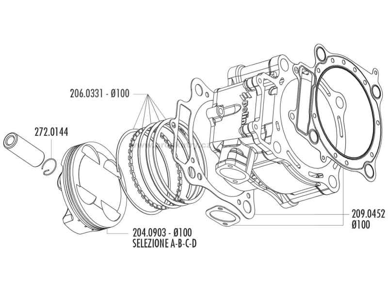 Motor - Píst Polini 490cc 100mm (D) pro Honda CRF 450 02-05