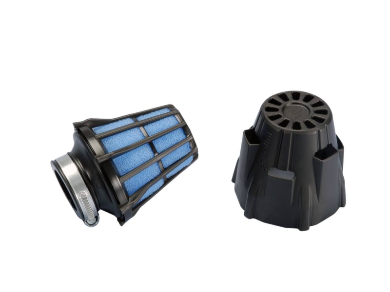 Vzduchový filtr Polini Blue Air Box 37mm rovný černo-modrý