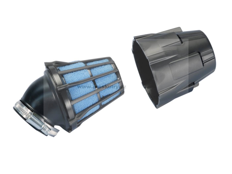 Vzduchový filtr Polini Blue Air Box 37mm 30 ° černo-modrá