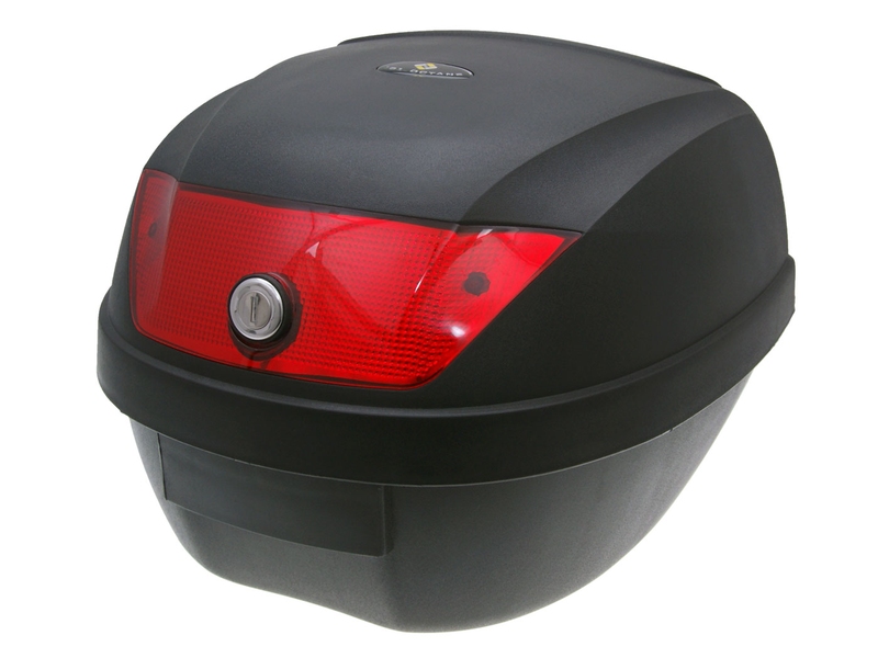 Kufr 28 litrů černý-červené odrazky