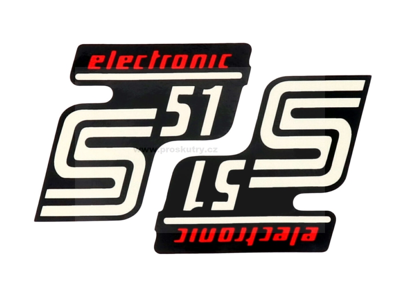 Samolepka S51 elekronic černo-červená 2 kusy pro Simson S51 / S51 Enduro [M531, M541, M542]