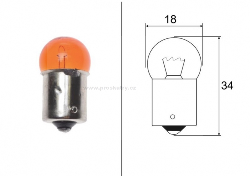 Žárovka 12V 10W G18 BA15S žlutá bez homologace