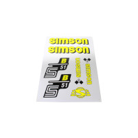 Sada žlutých samolepek pro Simson S51 B 7-dílná