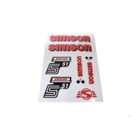 Sada červených samolepek pro Simson S51 Enduro 7-dílná
