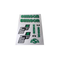 Sada zelených samolepek pro Simson S51 N 7-dílná