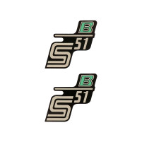 Nápis S51 B fólie / samolepka černá-světle zelená 2 kusy pro Simson S51 / S51 Enduro [M531, M541, M542]