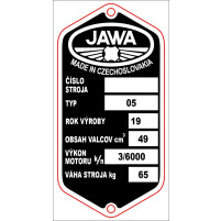 Výrobní štítek s nýty pro Jawa 50 ccm Pionýr 05