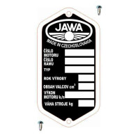 Výrobní štítek rámu s nýty  pro JAWA LIBEŇÁK