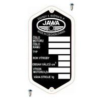 Výrobní štítek rámu s nýty pro  JAWA závody 9. května n.p.