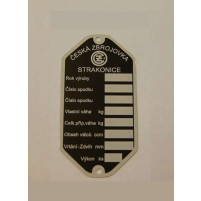 Výrobní štítek rámu s nýty  pro ČZ125/150 A/T/B