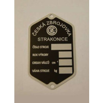 Výrobní štítek rámu s nýty  pro ČZ125/150 C