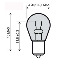 Žárovka RMS 12V 21W BA15S S25 Oranžová