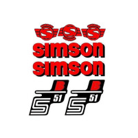 Sada červených samolepek pro Simson S51 B